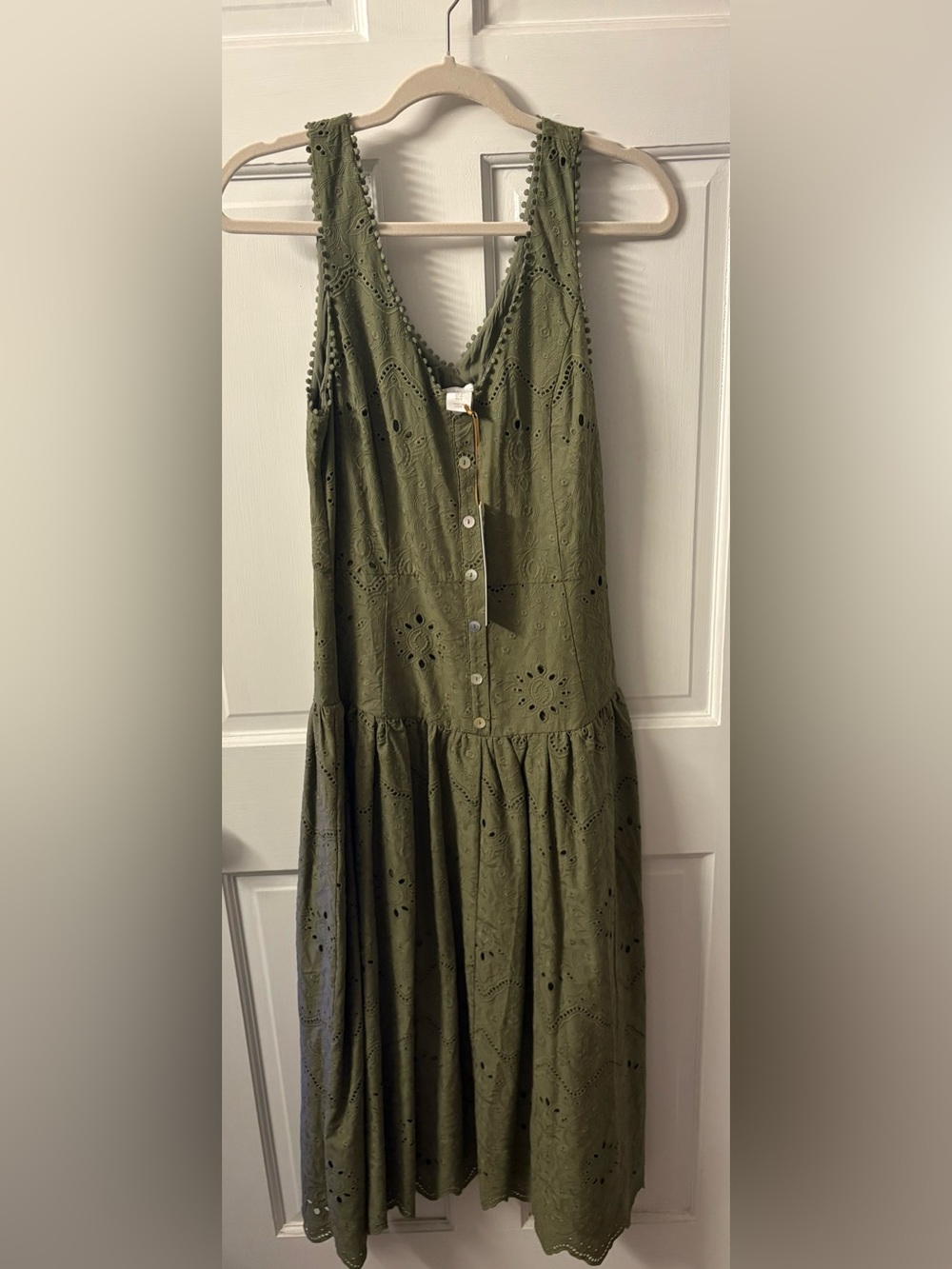 House of Harlow Olive Eyelet Button-Front Sundress size 4 NWT